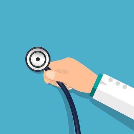 Doctor holding stethoscope.のイラスト素材