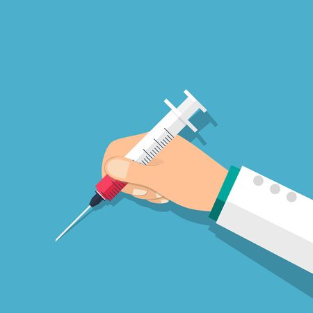 Doctor's Hand holding syringe.のイラスト素材