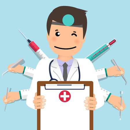 Doctor holding medical clipboardのイラスト素材