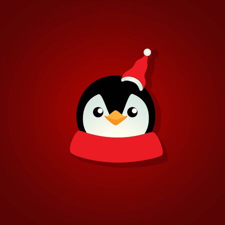 Holiday Christmas background with Penguin cartoon. Vector illustration.のイラスト素材