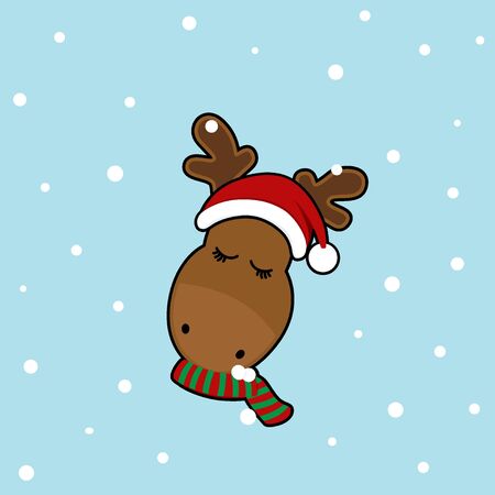 Cute reindeer. Christmas background. Christmas Greeting Card. Vector illustration.のイラスト素材