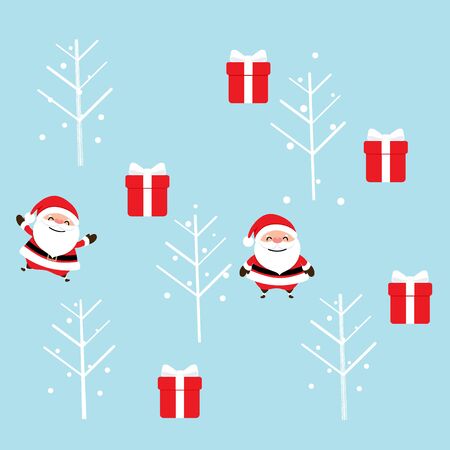 Christmas Greeting Card with Christmas Santa Claus and Christmas tree. Vector illustration.のイラスト素材