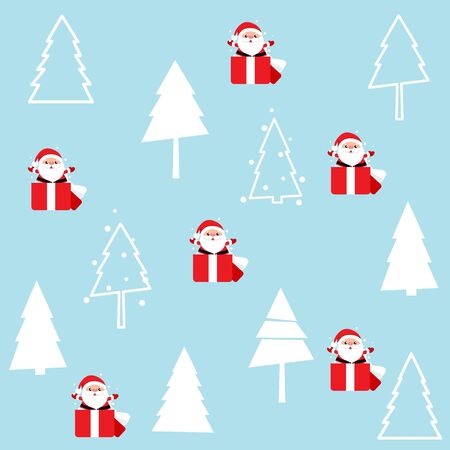 Christmas Greeting Card with Christmas Santa Claus and Christmas tree, vector illustration.のイラスト素材