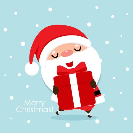Christmas Greeting Card with Christmas Santa Claus, vector illustration.のイラスト素材