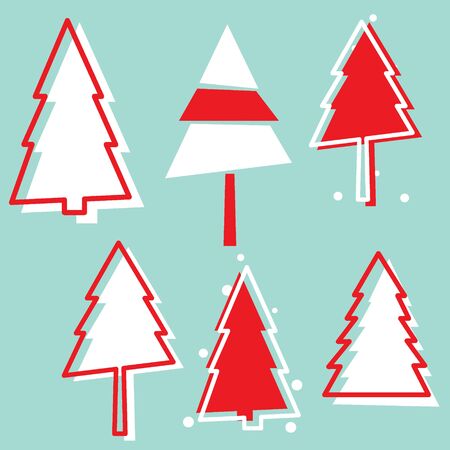 Christmas Greeting Card with Christmas tree, vector illustration.のイラスト素材