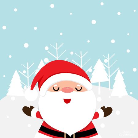 Christmas Greeting Card with Christmas Santa Claus and Christmas tree. Vector illustration.のイラスト素材