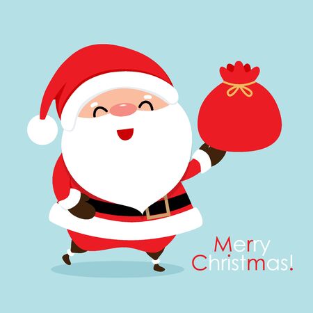 Christmas Greeting Card with Christmas Santa Claus, vector illustration.のイラスト素材