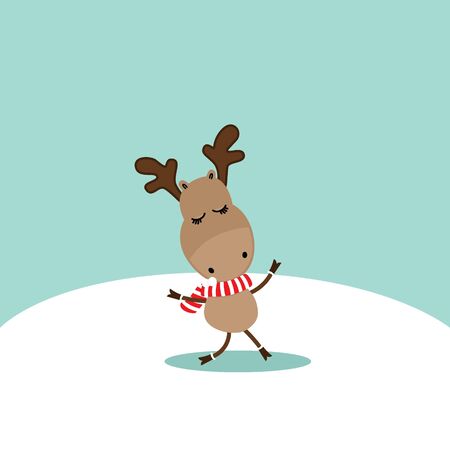 Holiday Christmas background with Reindeer. Vector illustration.のイラスト素材