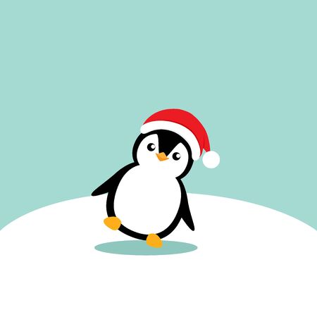 Penguin. Christmas background. Christmas Greeting Card. Vector illustration.のイラスト素材