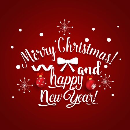 Christmas Greeting Card. Merry Christmas lettering, vector illustration.のイラスト素材