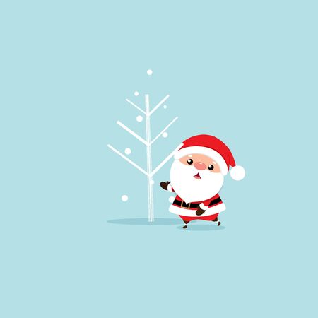 Christmas Greeting Card with Christmas Santa Claus and Christmas tree. Vector illustration.のイラスト素材