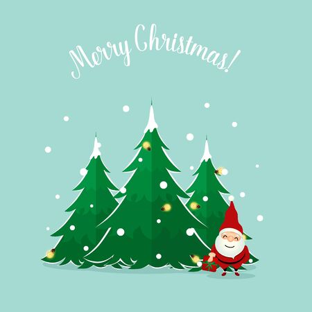 Santa Claus. Christmas background. Christmas Greeting Card. Vector illustration.のイラスト素材