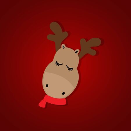 Holiday Christmas background with Reindeer cartoon. Vector illustration.のイラスト素材