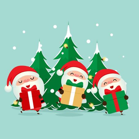 Santa Claus. Christmas background. Christmas Greeting Card. Vector illustration.のイラスト素材