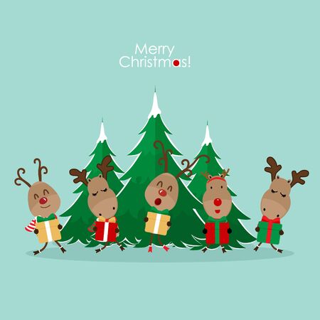 Cute reindeer. Christmas background. Christmas Greeting Card. Vector illustration.のイラスト素材