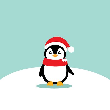Penguin. Christmas background. Christmas Greeting Card. Vector illustration.のイラスト素材