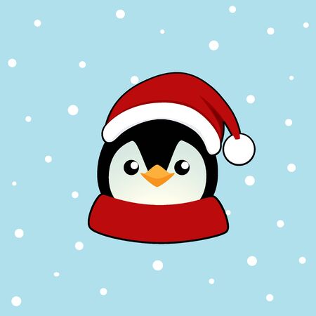 Penguin. Christmas background. Christmas Greeting Card. Vector illustration.のイラスト素材