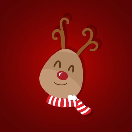 Holiday Christmas background with Reindeer cartoon. Vector illustration.のイラスト素材
