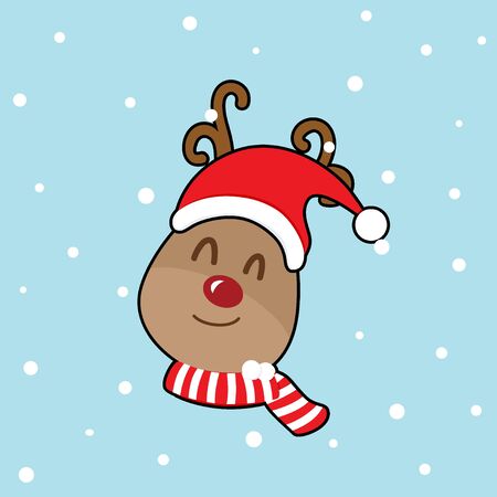 Cute reindeer. Christmas background. Christmas Greeting Card. Vector illustration.のイラスト素材