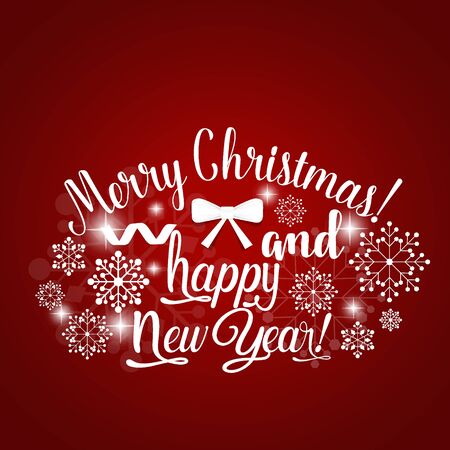 Christmas Greeting Card. Merry Christmas and Happy New Year lettering, vector illustration.のイラスト素材