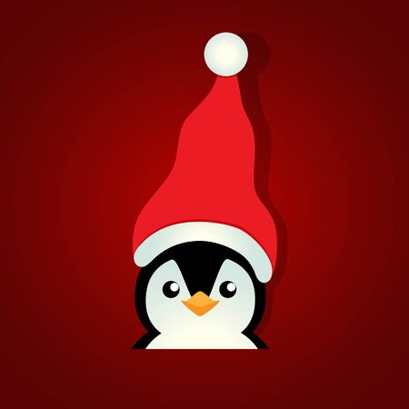 Holiday Christmas background with Penguin cartoon. Vector illustration.のイラスト素材