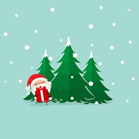 Santa Claus. Christmas background. Christmas Greeting Card. Vector illustration.のイラスト素材