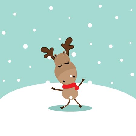 Holiday Christmas background with Reindeer. Vector illustration.のイラスト素材
