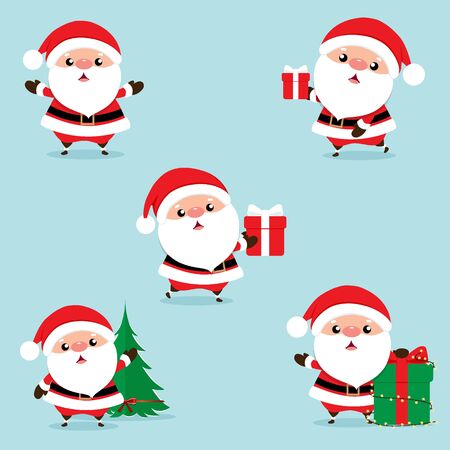 Christmas Greeting Card with Christmas Santa Claus and Christmas tree, vector illustration.のイラスト素材