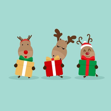 Holiday Christmas background with Reindeer. Vector illustration.のイラスト素材