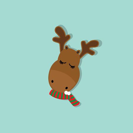 Holiday Christmas background with Reindeer cartoon. Vector illustration.のイラスト素材