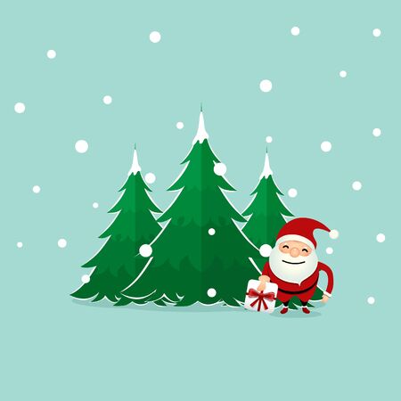 Santa Claus. Christmas background. Christmas Greeting Card. Vector illustration.のイラスト素材
