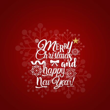 Christmas Greeting Card. Merry Christmas and Happy New Year lettering, vector illustration.のイラスト素材