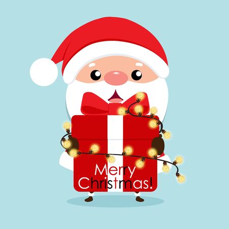Christmas Greeting Card with Christmas Santa Claus, vector illustration.のイラスト素材