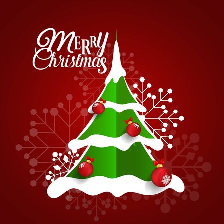 Christmas Greeting Card with Christmas tree, vector illustration.のイラスト素材