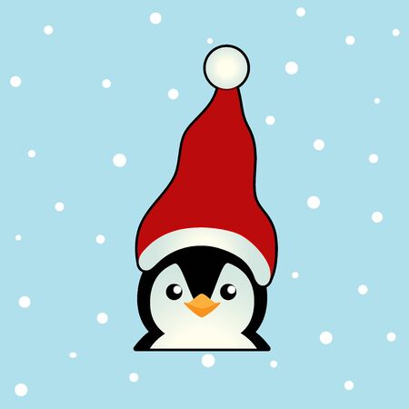 Penguin. Christmas background. Christmas Greeting Card. Vector illustration.のイラスト素材