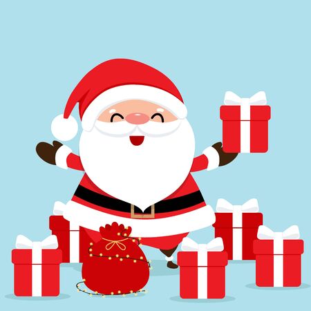 Christmas Greeting Card with Christmas Santa Claus, vector illustration.のイラスト素材