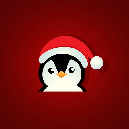 Holiday Christmas background with Penguin cartoon. Vector illustration.のイラスト素材