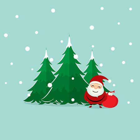 Santa Claus. Christmas background. Christmas Greeting Card. Vector illustration.のイラスト素材