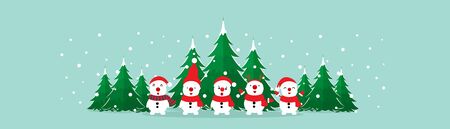 Snow man. Christmas background. Christmas Greeting Card. Vector illustration.のイラスト素材