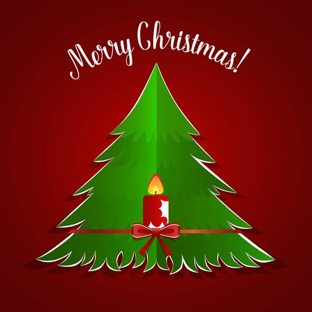 Christmas Greeting Card with Christmas tree and Christmas decorations. Vector illustration.のイラスト素材