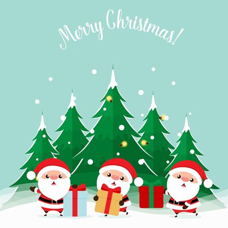 Santa Claus. Christmas background. Christmas Greeting Card. Vector illustration.のイラスト素材