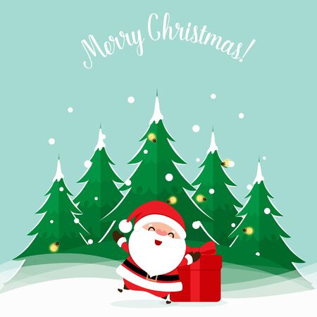Santa Claus. Christmas background. Christmas Greeting Card. Vector illustration.のイラスト素材