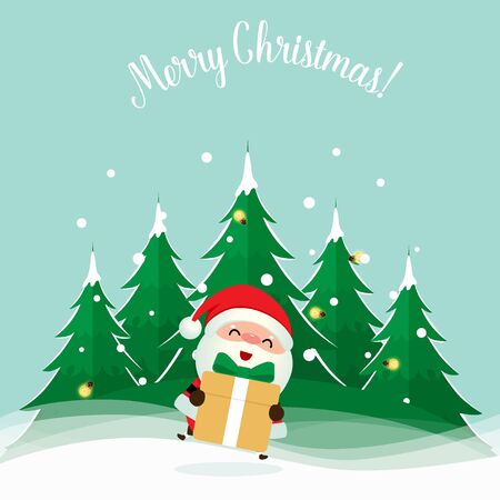 Santa Claus. Christmas background. Christmas Greeting Card. Vector illustration.のイラスト素材