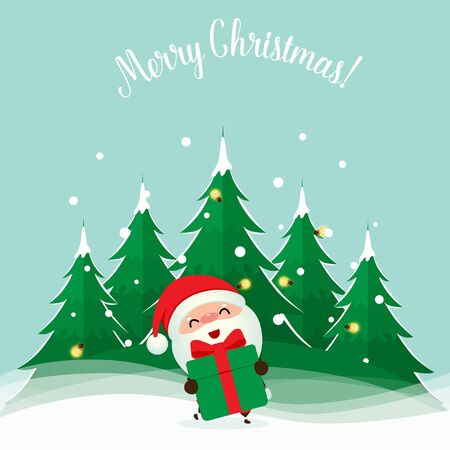 Santa Claus. Christmas background. Christmas Greeting Card. Vector illustration.のイラスト素材