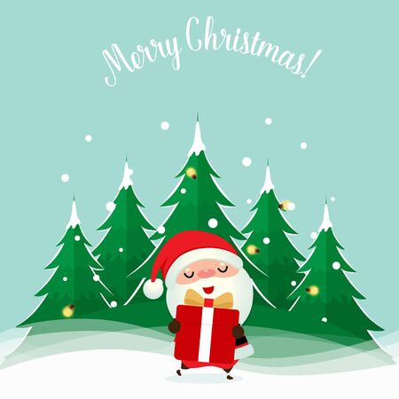 Santa Claus. Christmas background. Christmas Greeting Card. Vector illustration.のイラスト素材
