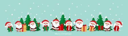 Santa Claus. Christmas background. Christmas Greeting Card. Vector illustration.のイラスト素材