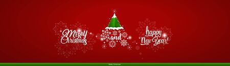Christmas Greeting Card. Christmas Background with Merry Christmas and Happy New Year lettering, vector illustration.のイラスト素材