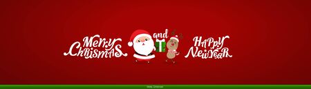 Christmas Greeting Card. Christmas Background with Merry Christmas and Happy New Year lettering, vector illustration.のイラスト素材