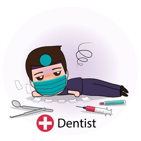 Dentist, Cartoon character Dentist Design, Medical worker, Medical concept. Vector illustration design.のイラスト素材