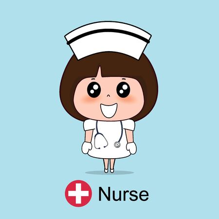 Cartoon character Nurse Design, Medical worker, Medical concept. Vector illustration design.のイラスト素材